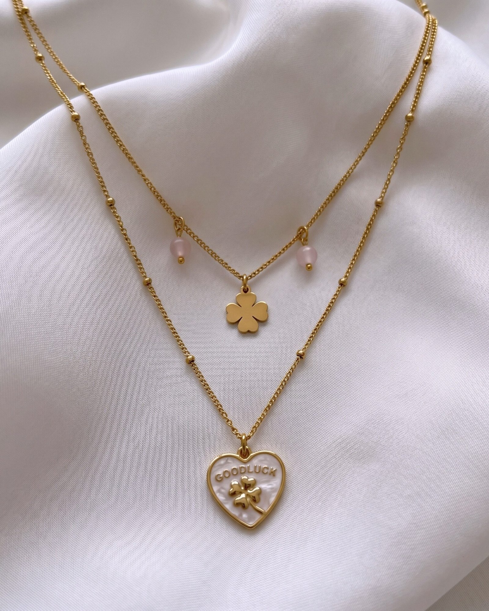 Pink Flower Heart Chain