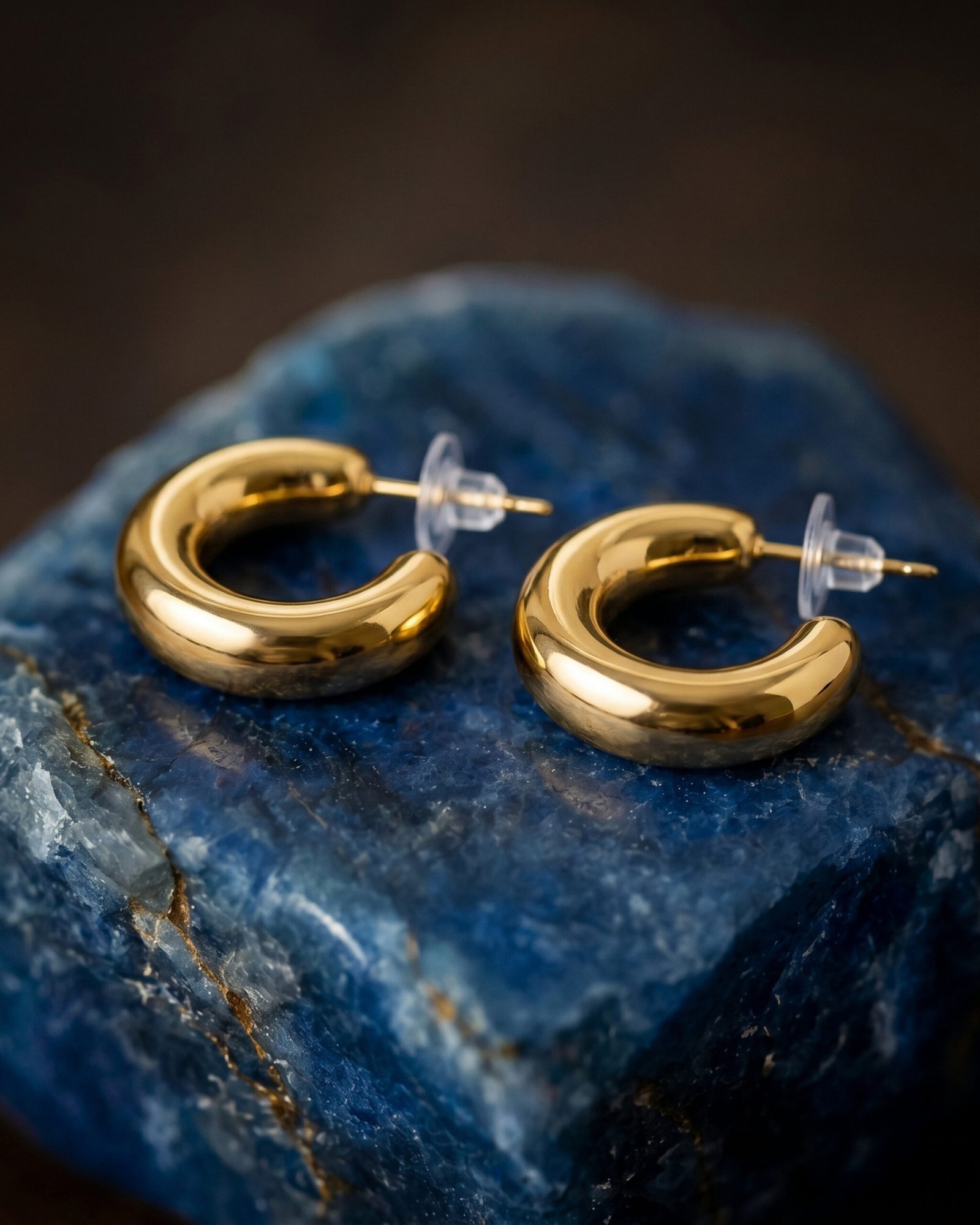Semi circle gold earring
