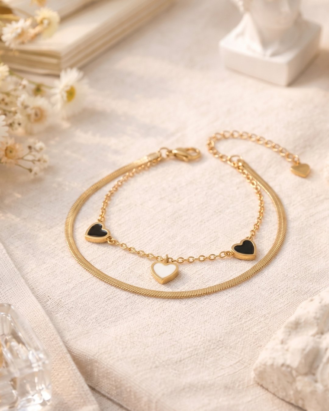 Black & White Heart Charm